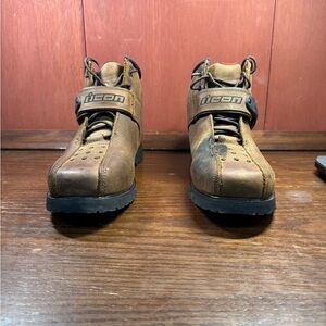 Icon Superduty 4 Brown Leather Motorcycle Riding Boots Men’s Size 11